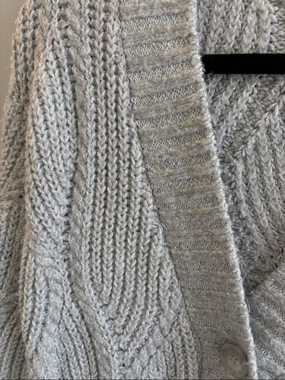 Universal Thread Light Gray Sparkle Cable Knit Button-Front Cardigan - Picture 3 of 4